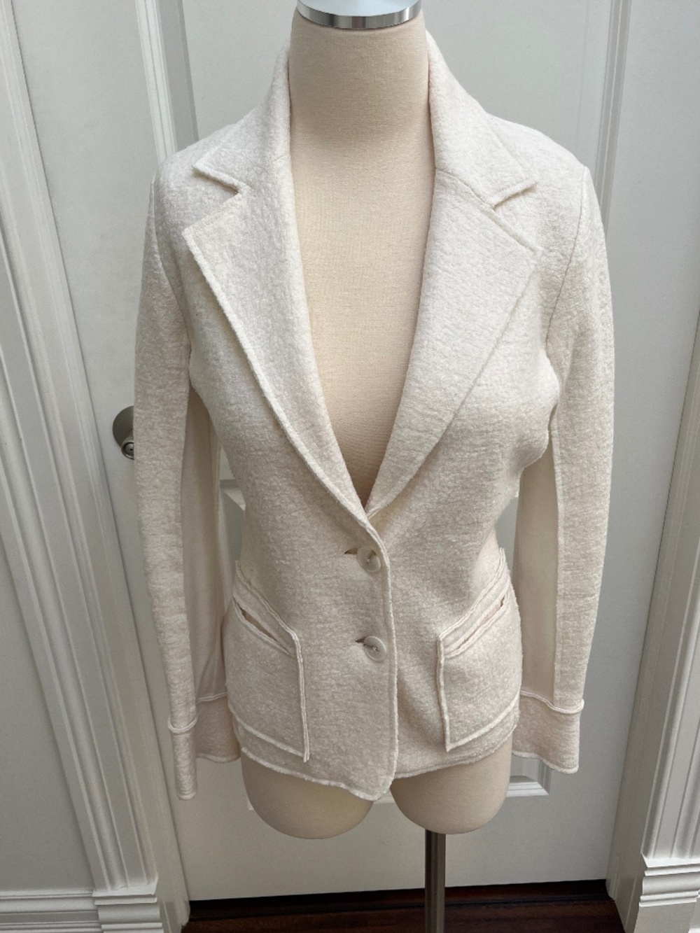 Baily 44 Winter White Knit Blazer, Size S, Made in USA